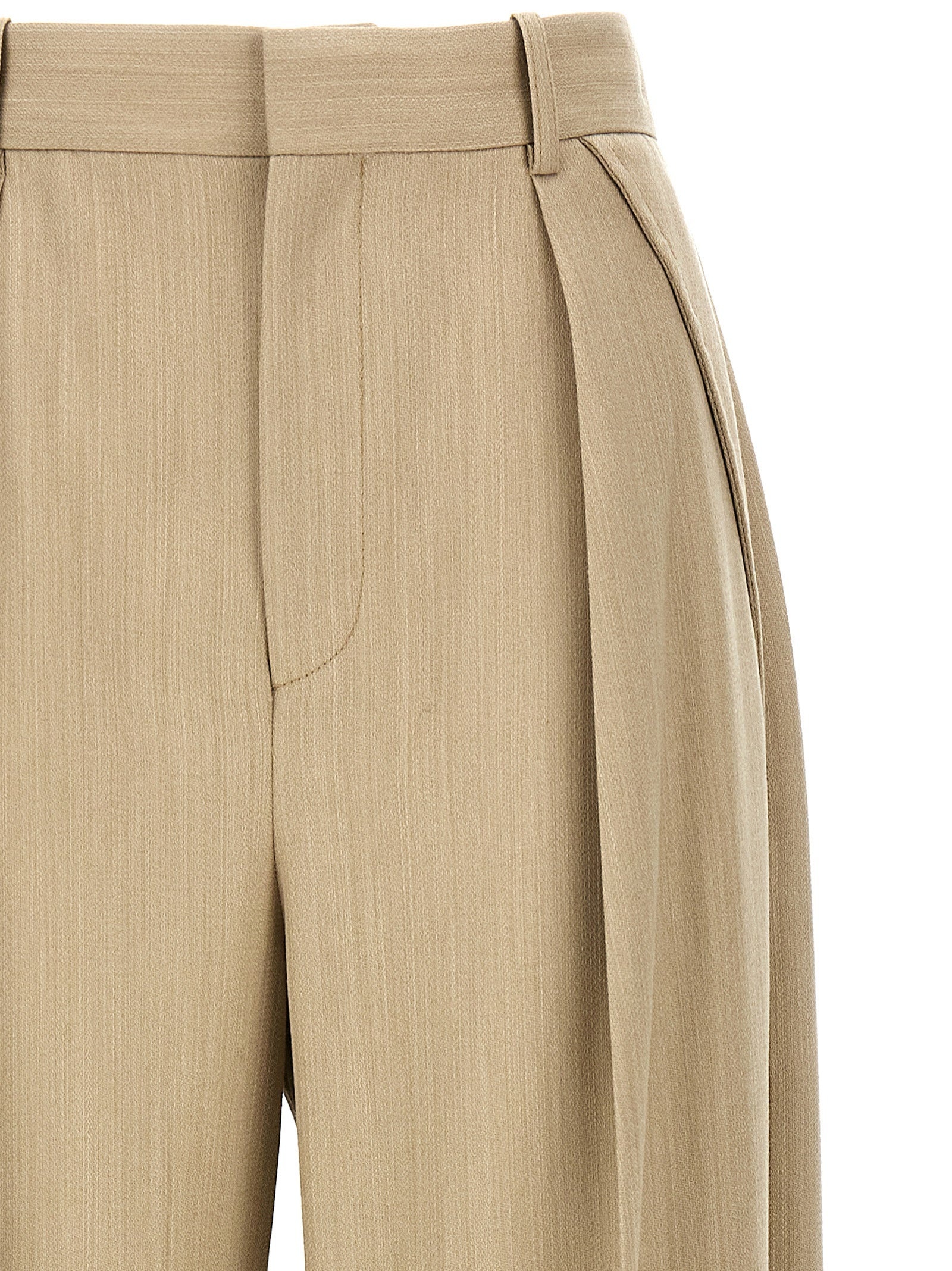 パンツ VICTORIA BECKHAM Maxi turn-up pants Beige 1125WTR006059A Victoria Beckham Maxi Turn-Up Pants Beige | wananluxury
