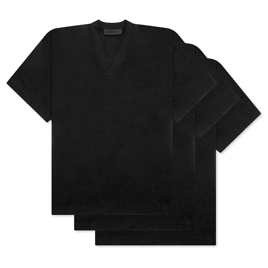 3-PACK ESSENTIAL V-NECK TEE - BLACK - 1