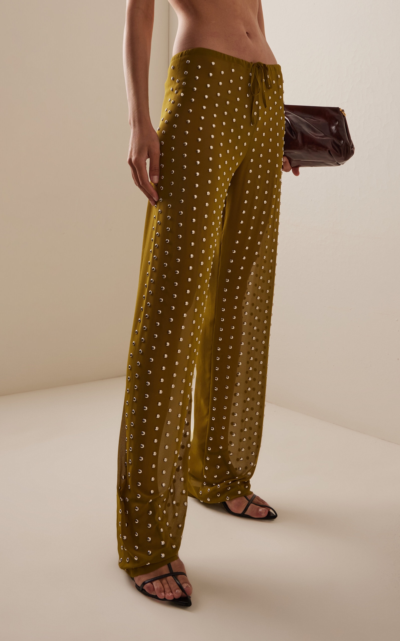 Pachas Studded Voile Skinny Pants green - 3