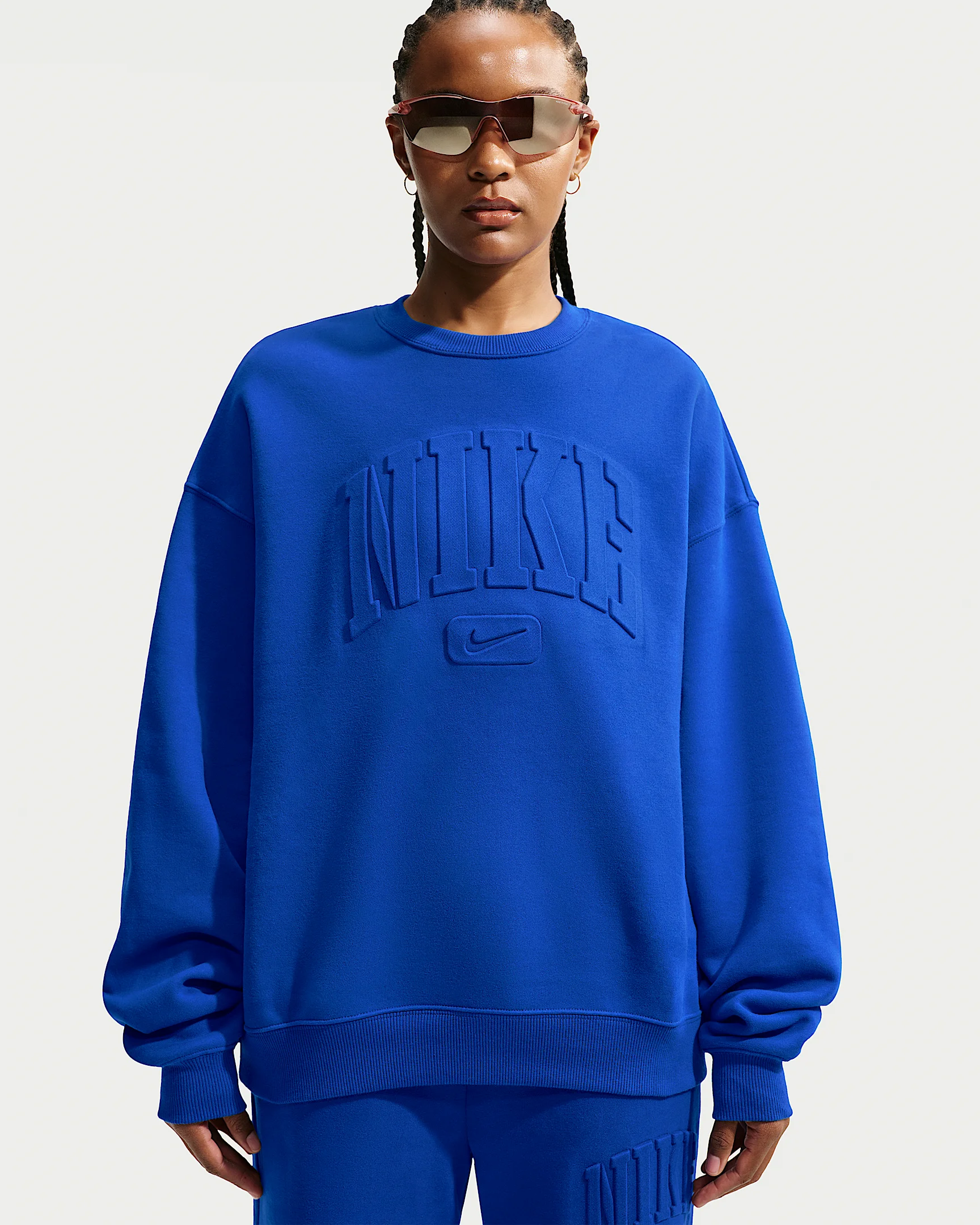 Nike Studio Fleece Medium Weight "Graphic Pack" Women's Oversized Embossed Crew - 1