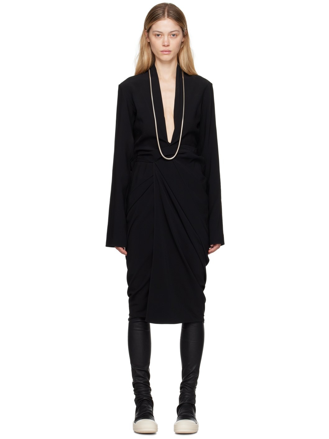 Black Porterville Wrap Midi Dress - 1