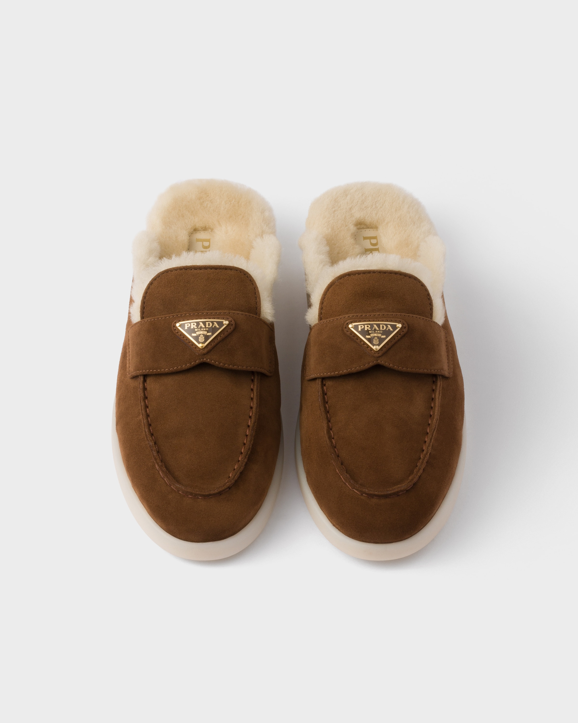 Suede and shearling mules - 3