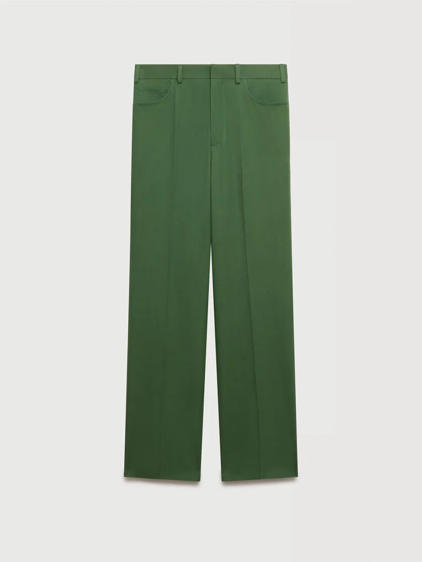GREEN BATAVIA WOOL PANTS - 1
