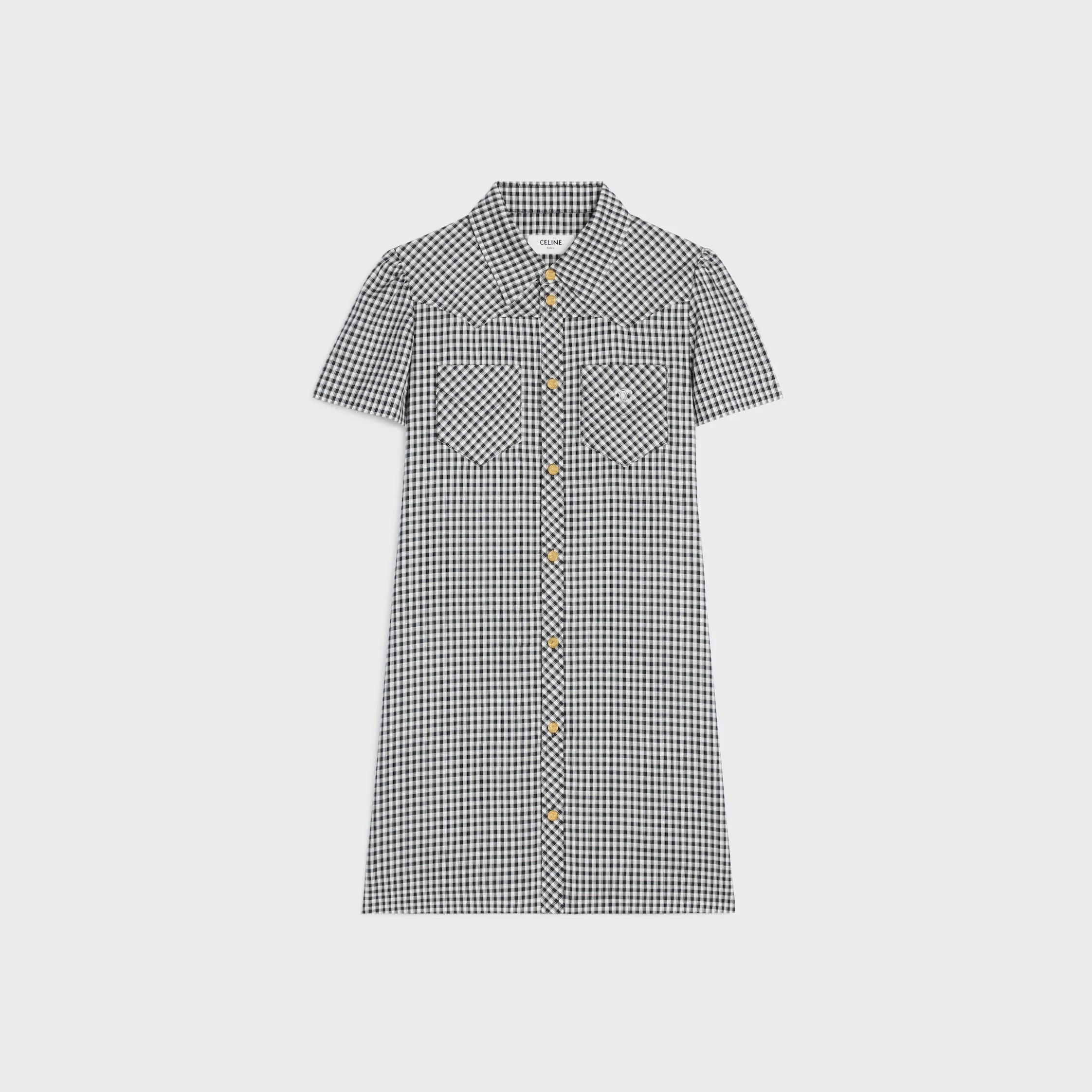 mini shirt dress IN vichy silk - 1