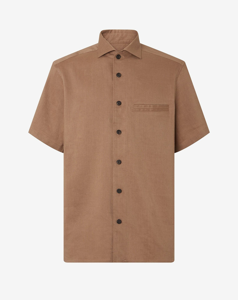 Light brown linen, wool and mohair shirt 1