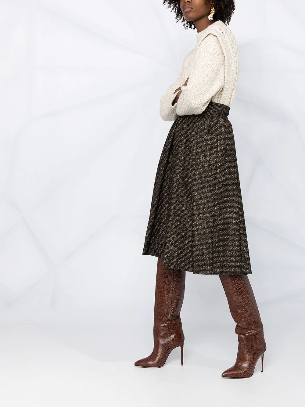 micro tweed pleated skirt - 4