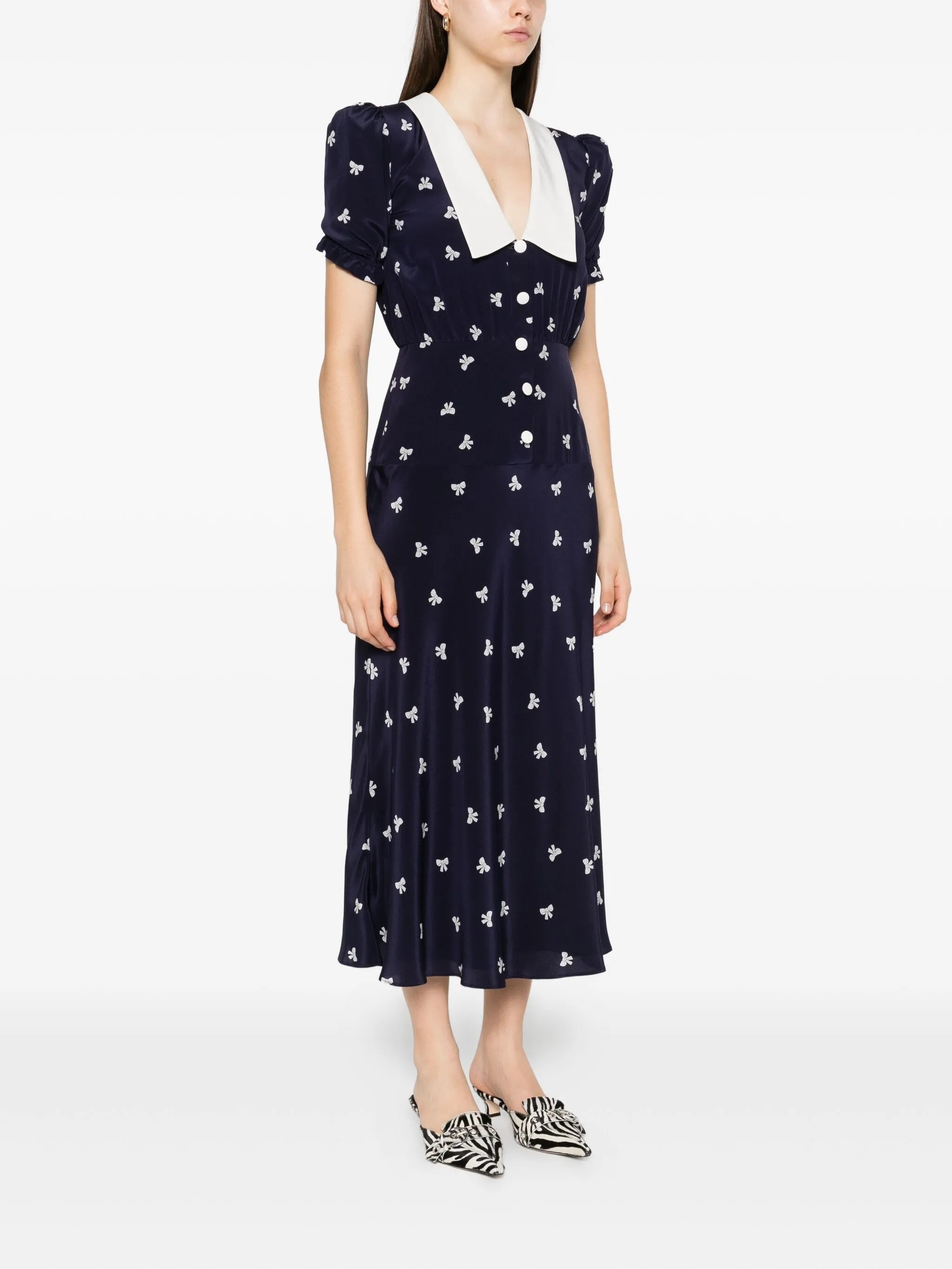 Alessandra Rich Bow-print Midi Dress - 3