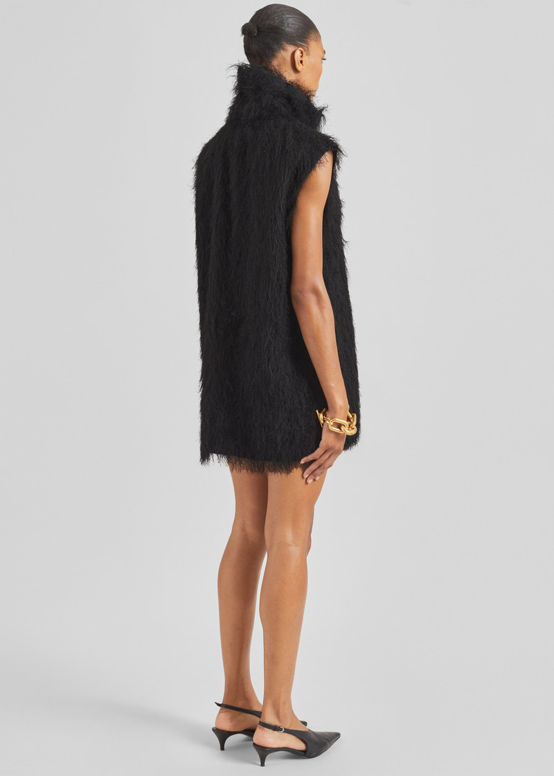 Lancy Fringed Funnel Neck Dress - Black 5