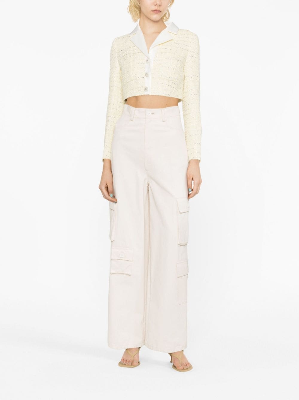 cropped bouclé jacket - 2