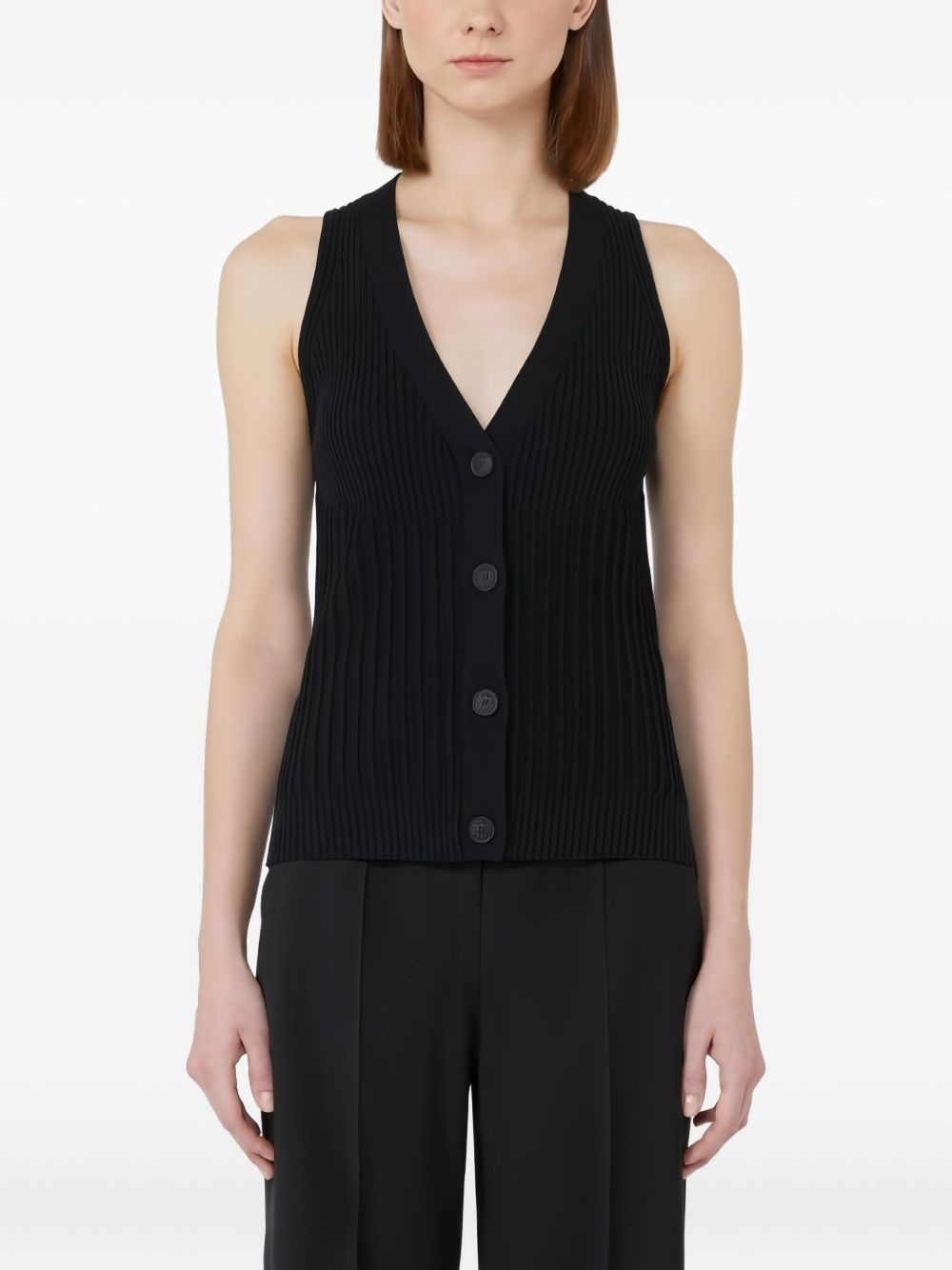 ribbed button-front vest - 3