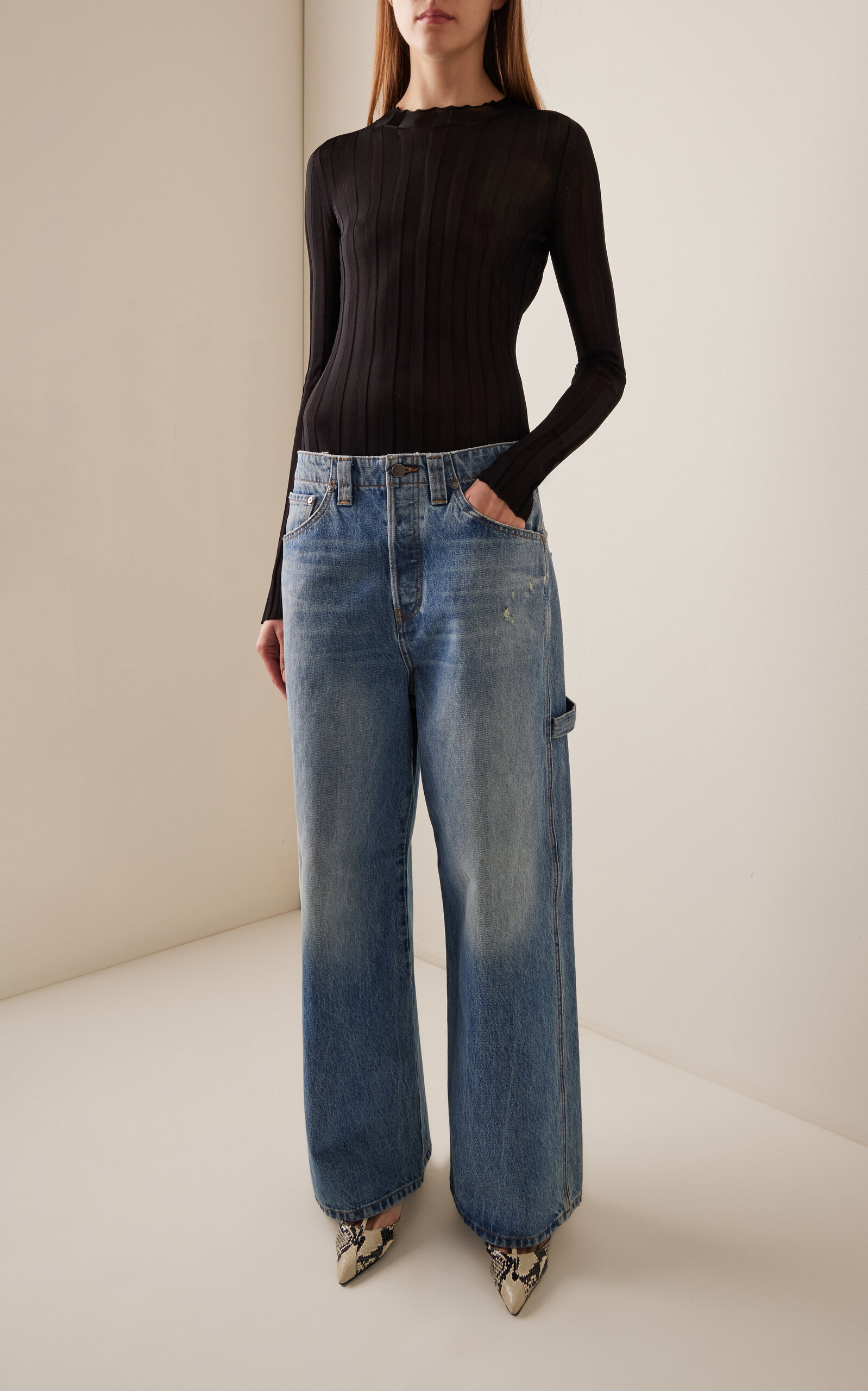 Sowen Rigid Mid-Rise Wide-Leg Jeans medium wash - 2