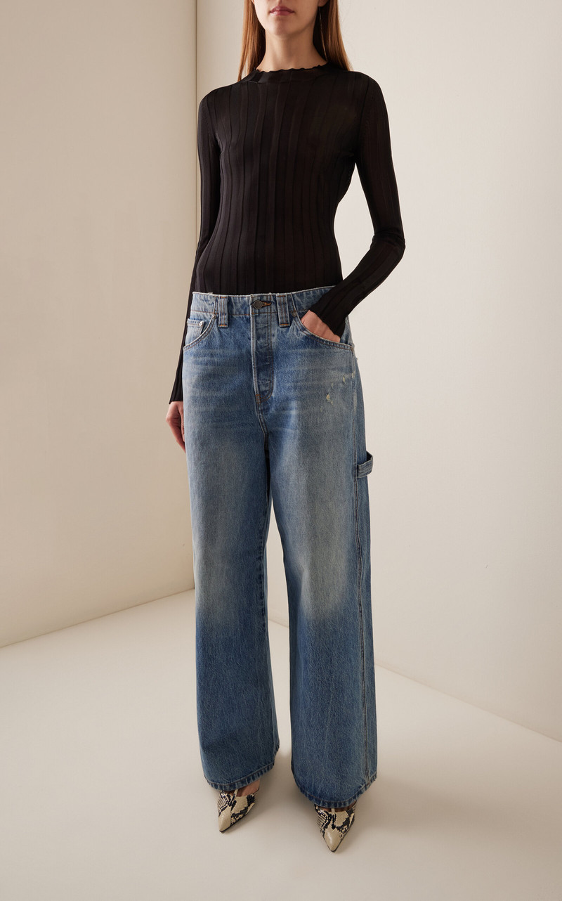 KHAITE Sowen Rigid Mid-Rise Wide-Leg Jeans medium wash outlook