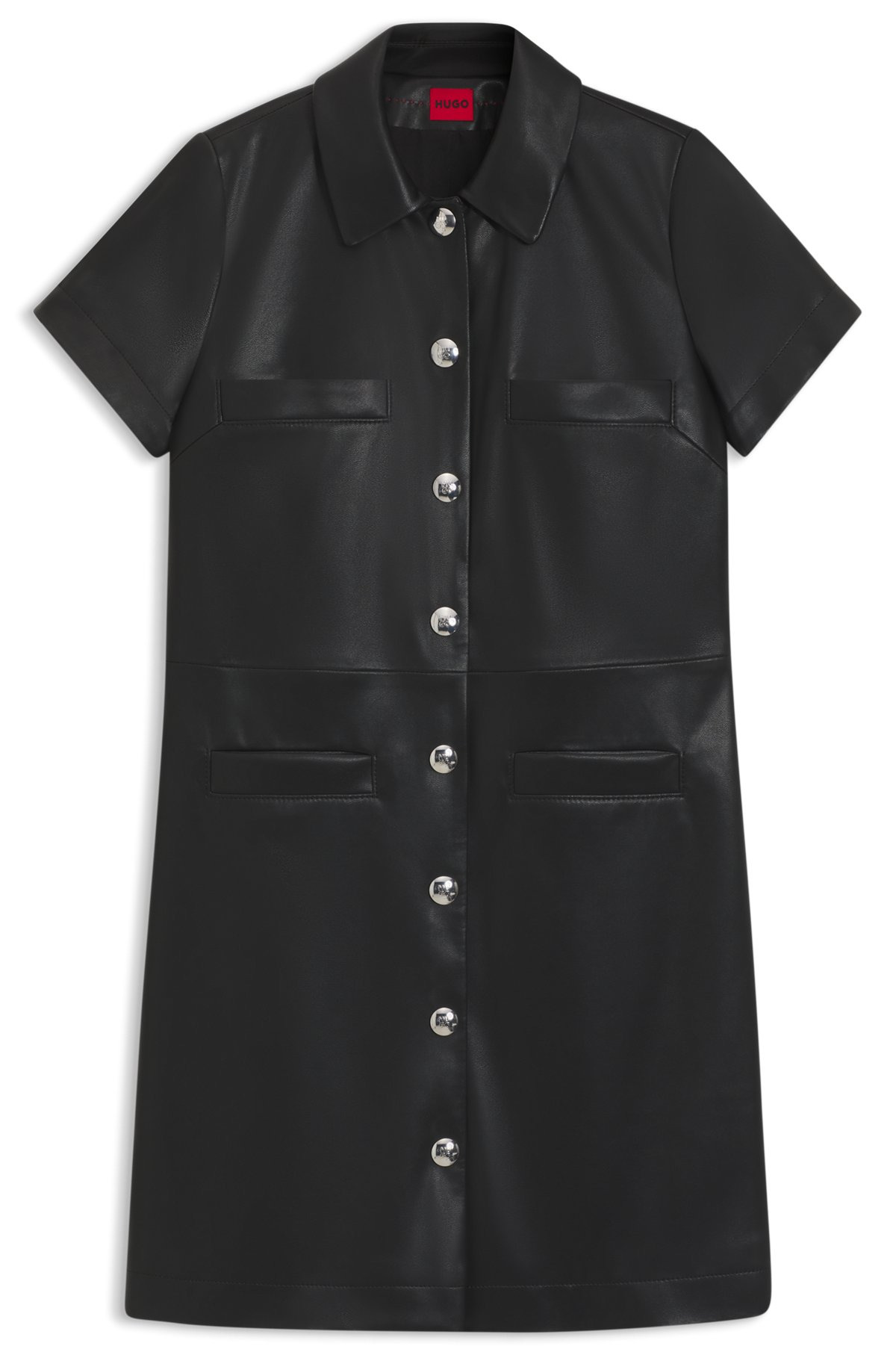 SHIRT DRESS IN FAUX LEATHER WITH PRESS-STUD BUTTONS - 1