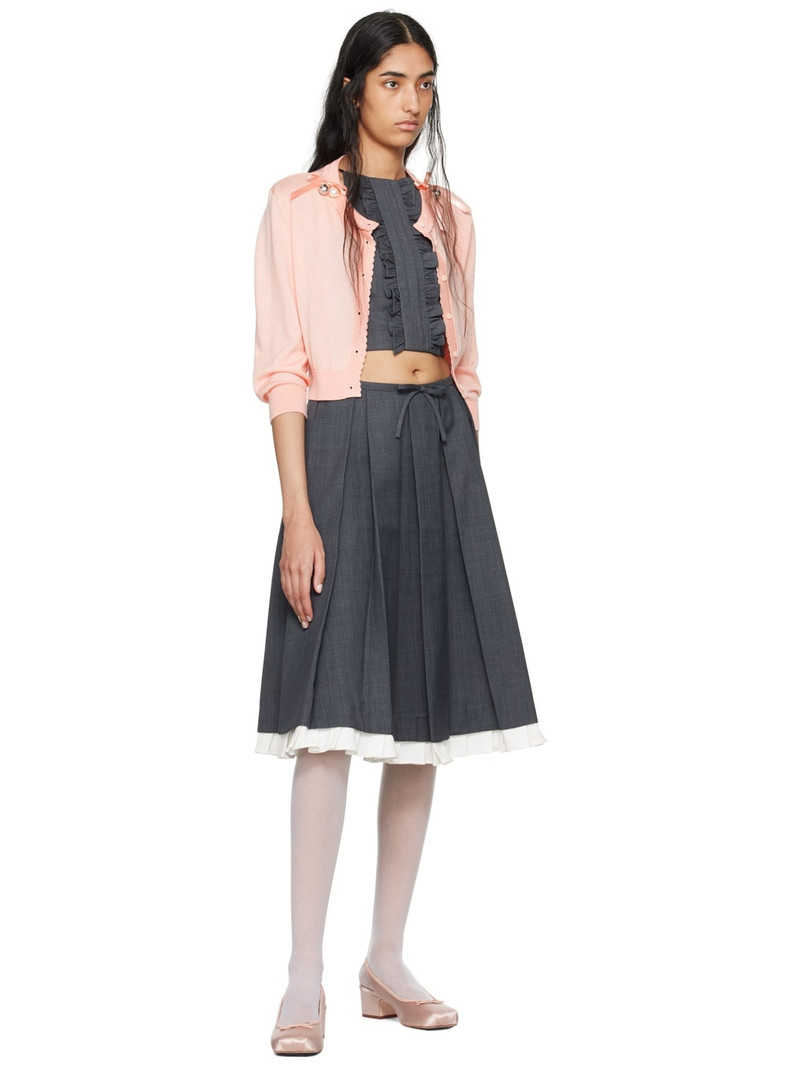 SHUSHU/TONG Gray Ruffled Pleat Top outlook