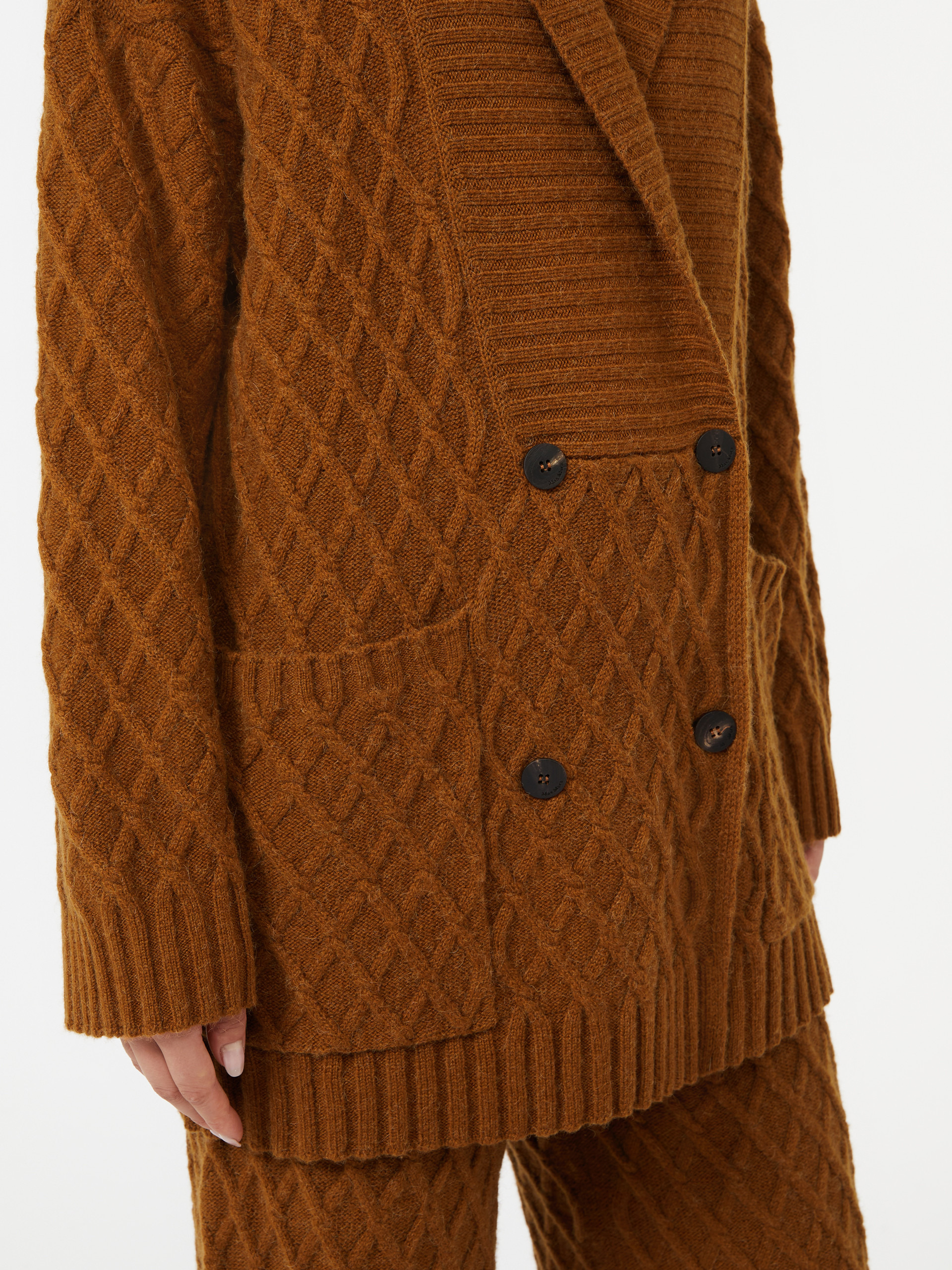 MIRCA Double-breasted camel-yarn cardigan - 5