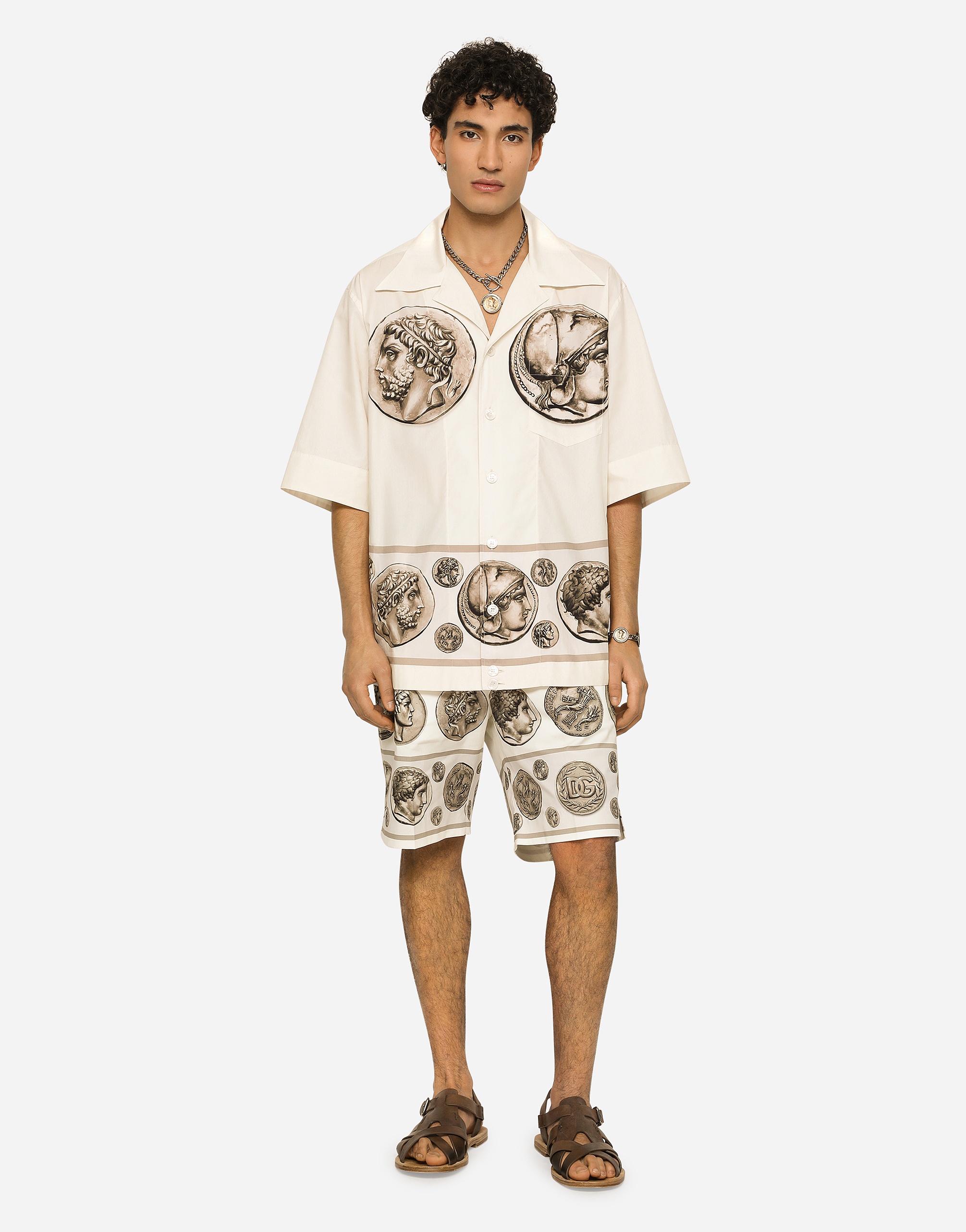 Coin print stretch drill Bermuda shorts - 2