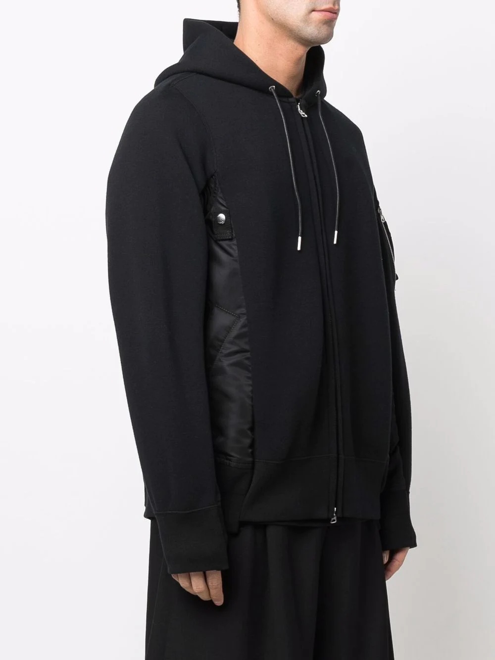 panelled drawstring hoodie - 3