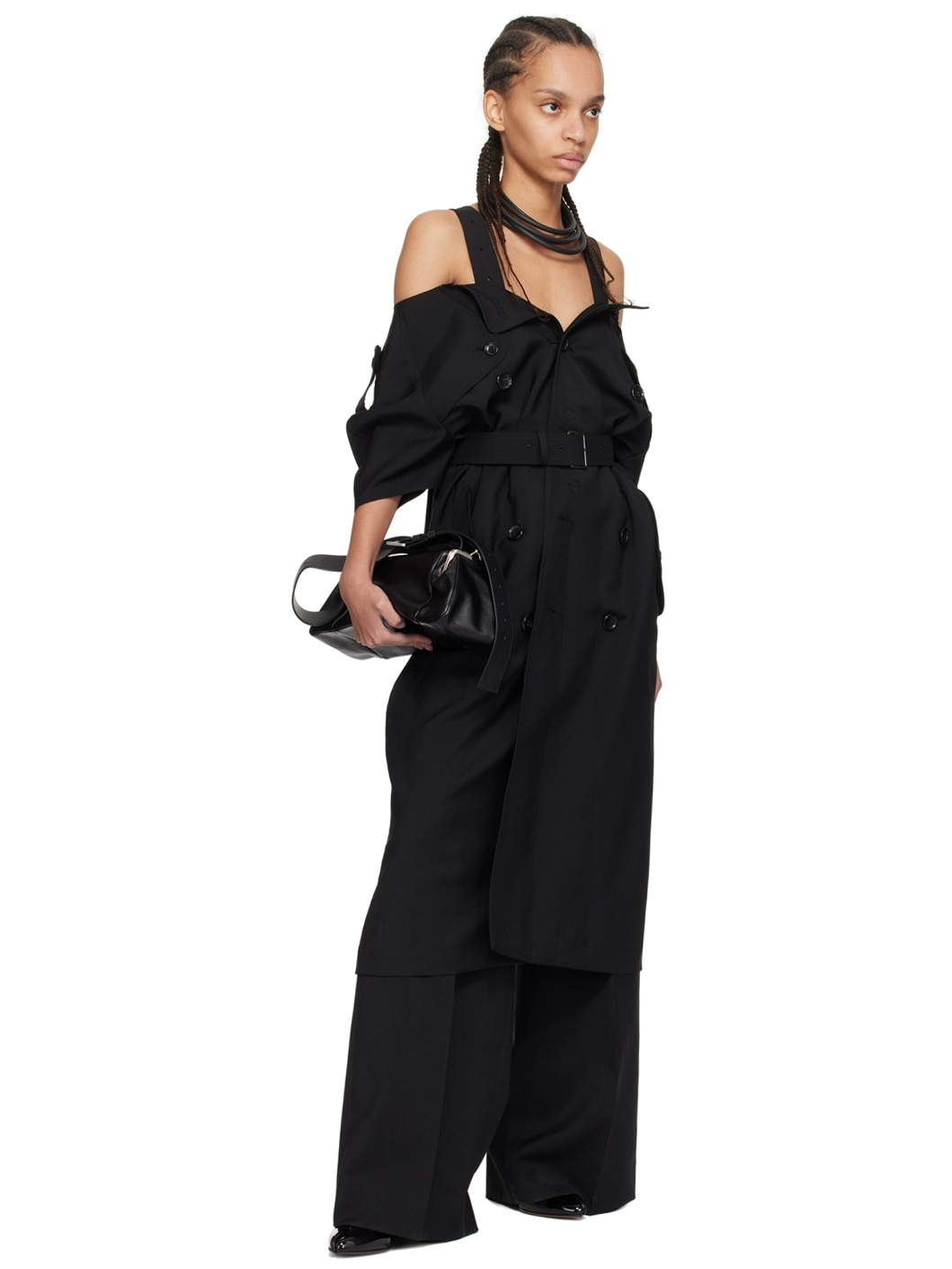 Black Off-The-Shoulder Midi Dress - 4