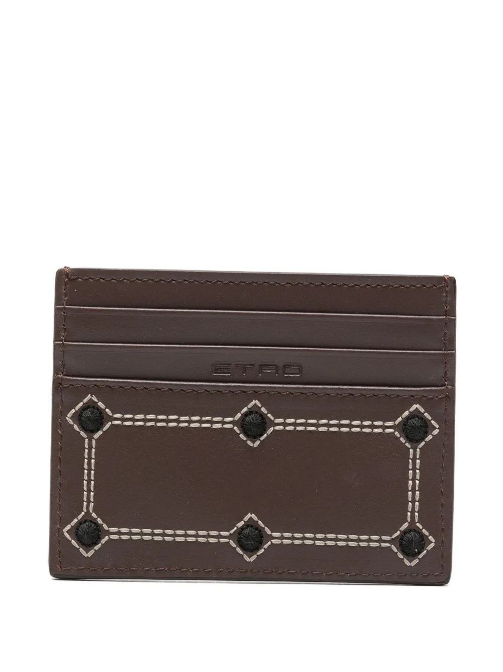 embroidered leather cardholder - 1