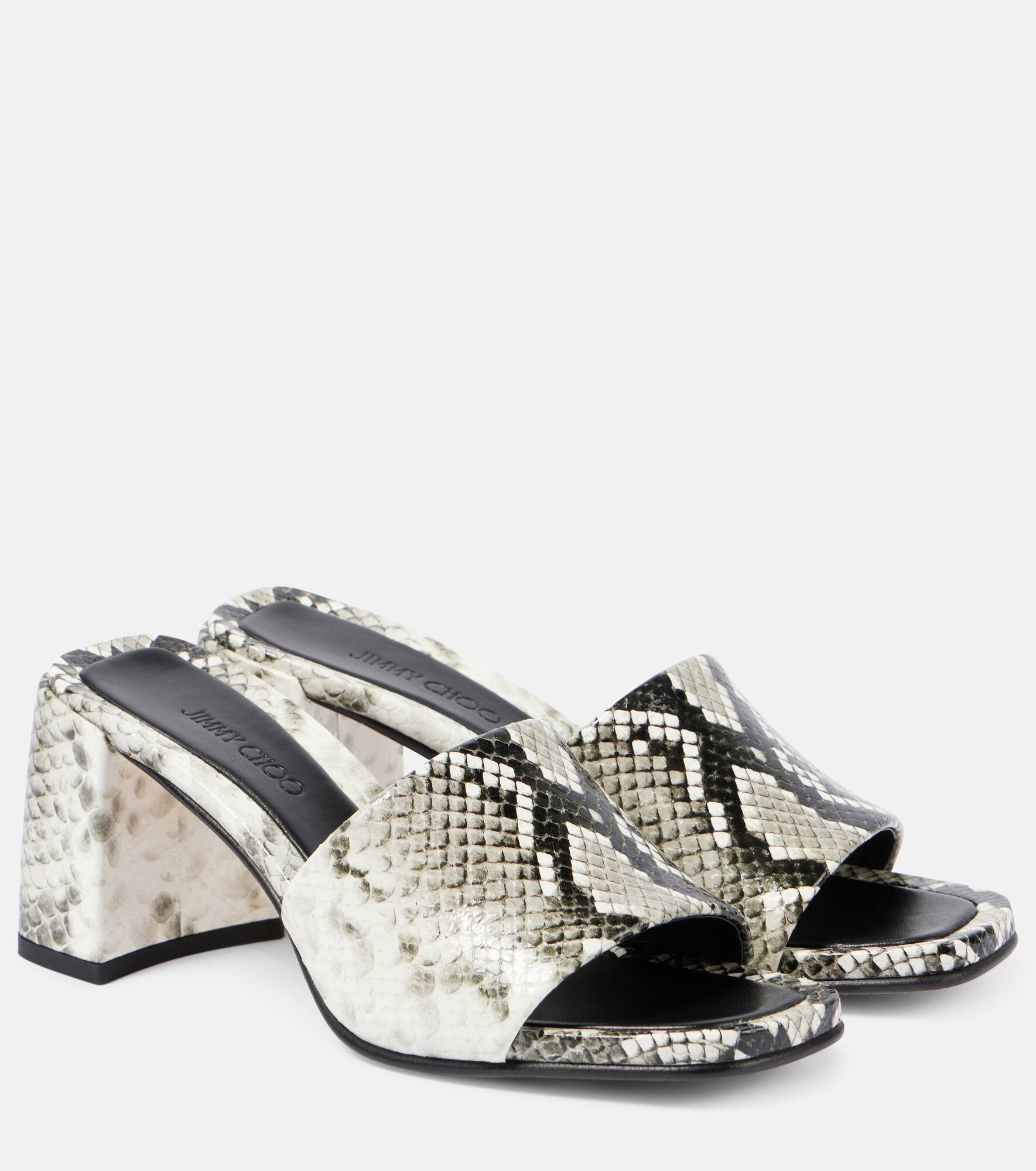 Lena 70 snake-effect leather mules - 1