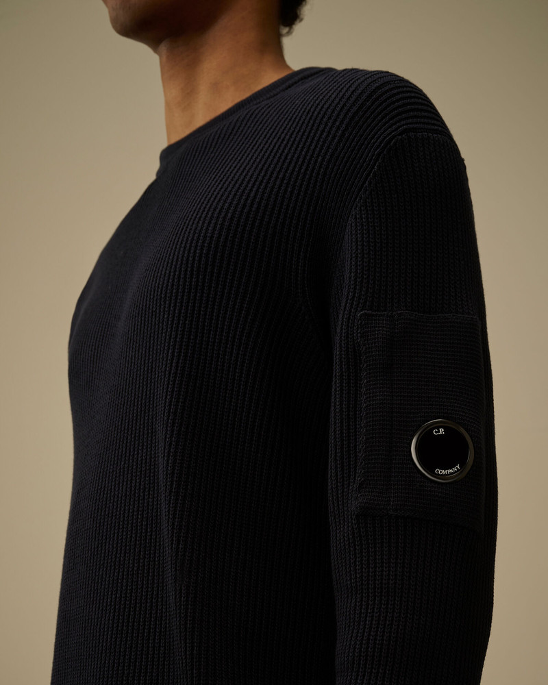 Cotton Sea Island Ribs Crewneck Lens Sweater 5