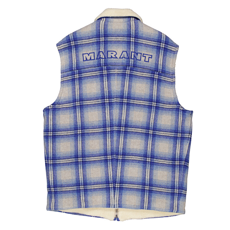 Isabel Marant Men's Blue Kiran Plaid-Check Gilet - 6