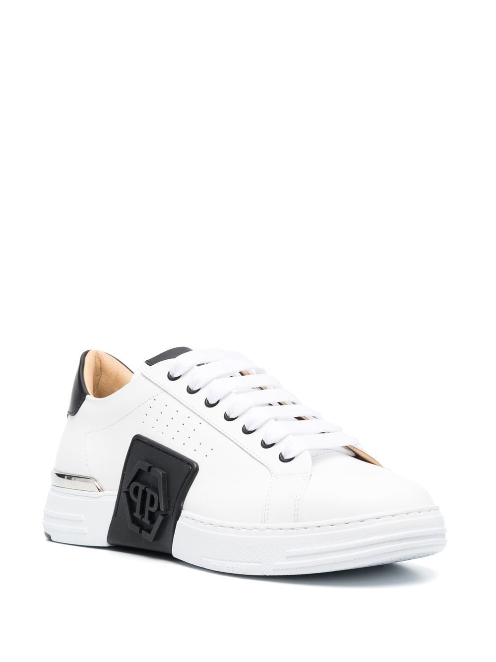 leather logo-patch sneakers - 2