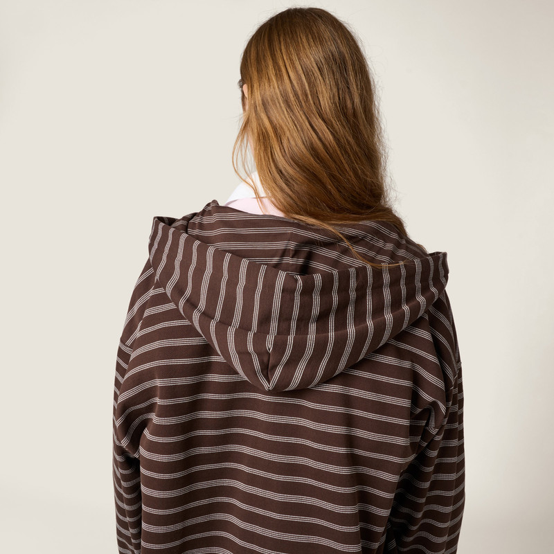 Striped cotton fleece hoodie jacket 6