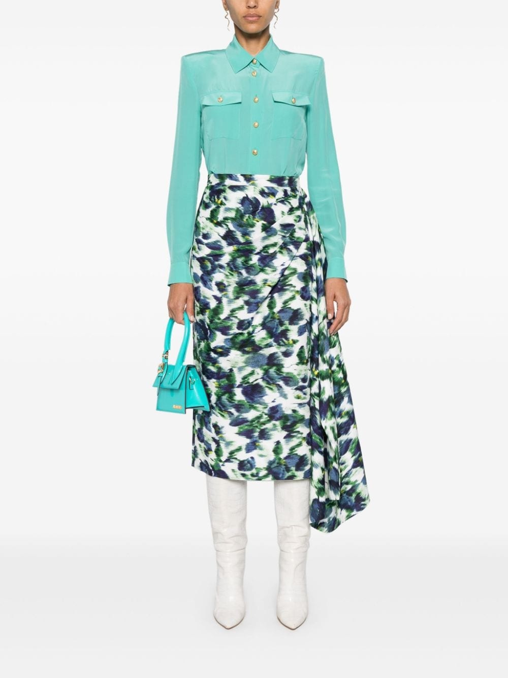 golden-buttons crepe shirt - 2