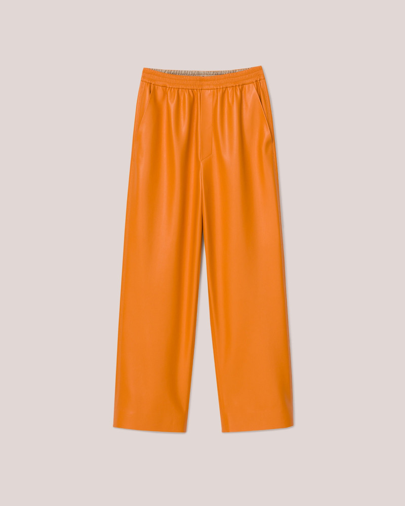 ODESSA - Vegan leather kick-flare pants - Orange - 1