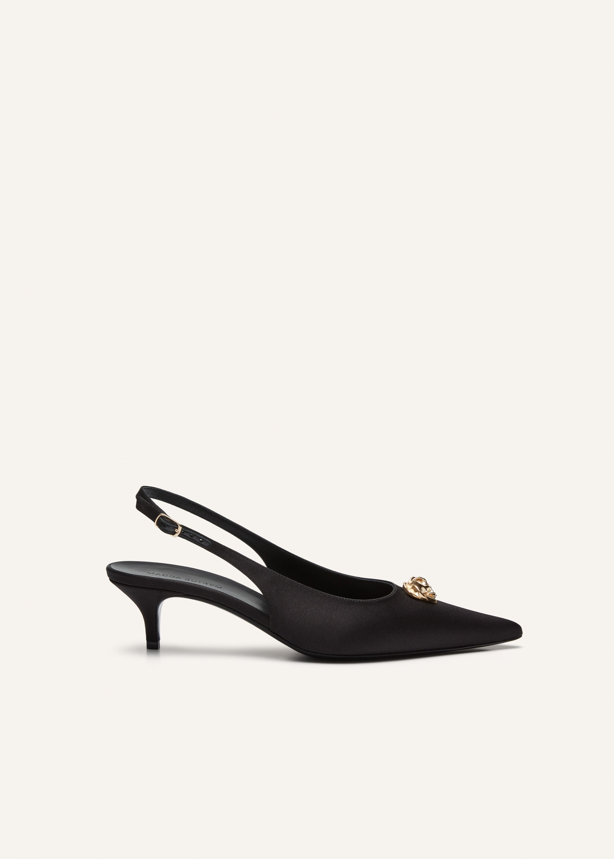 Slingback rosette kitten heels in gold rose - 1