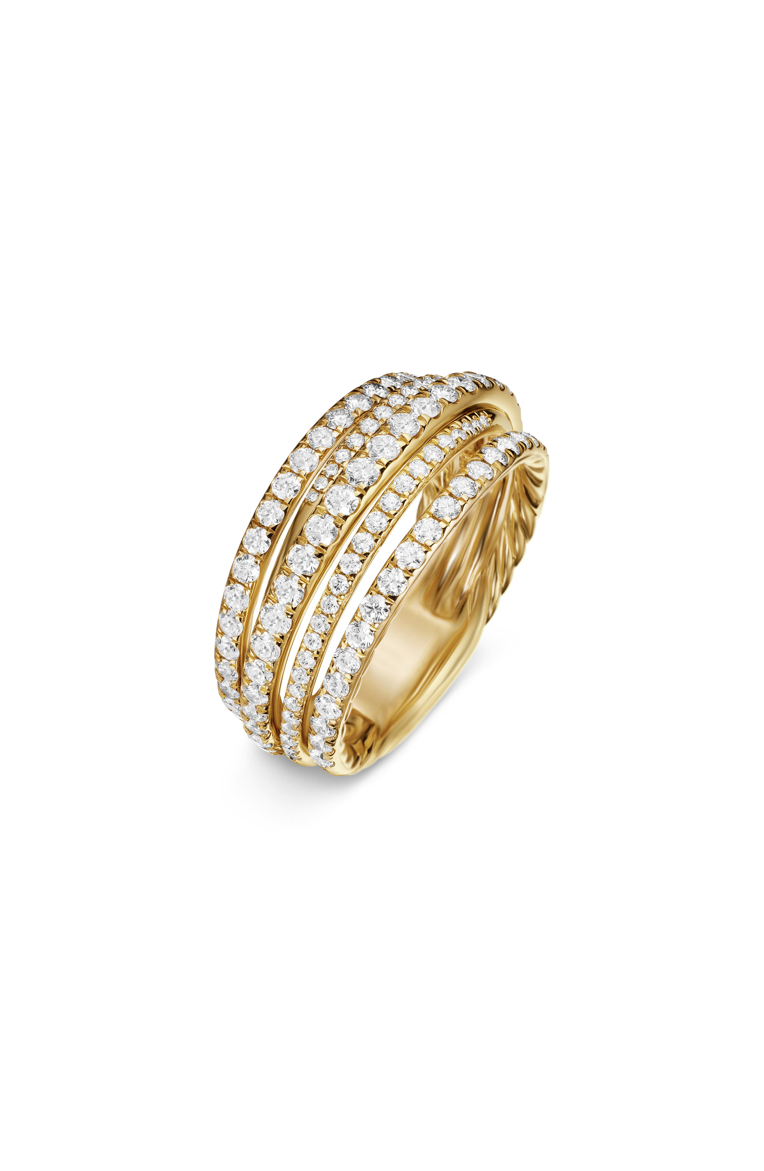 David Yurman 11MM PAVE CROSSOVER RING in 18K Yellow Gold at Nordstrom - 5