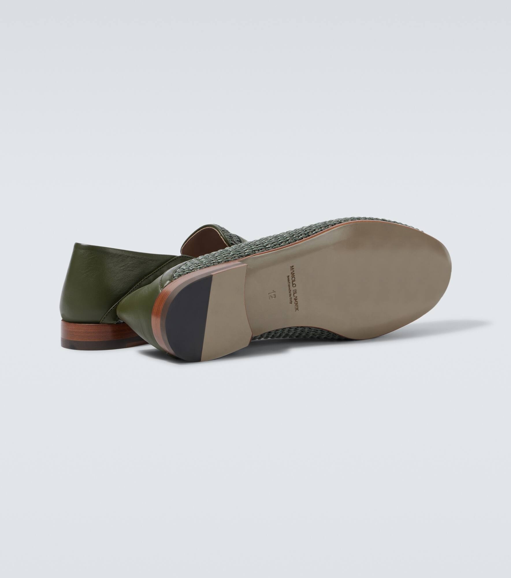 Padstow leather-trimmed raffia loafers - 7