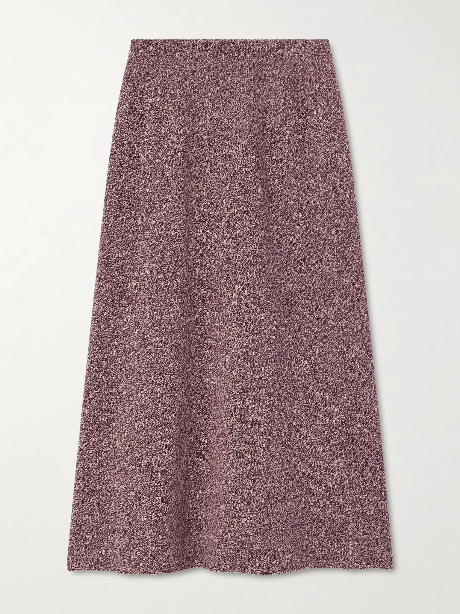 Marl cashmere midi skirt Burgundy - 1