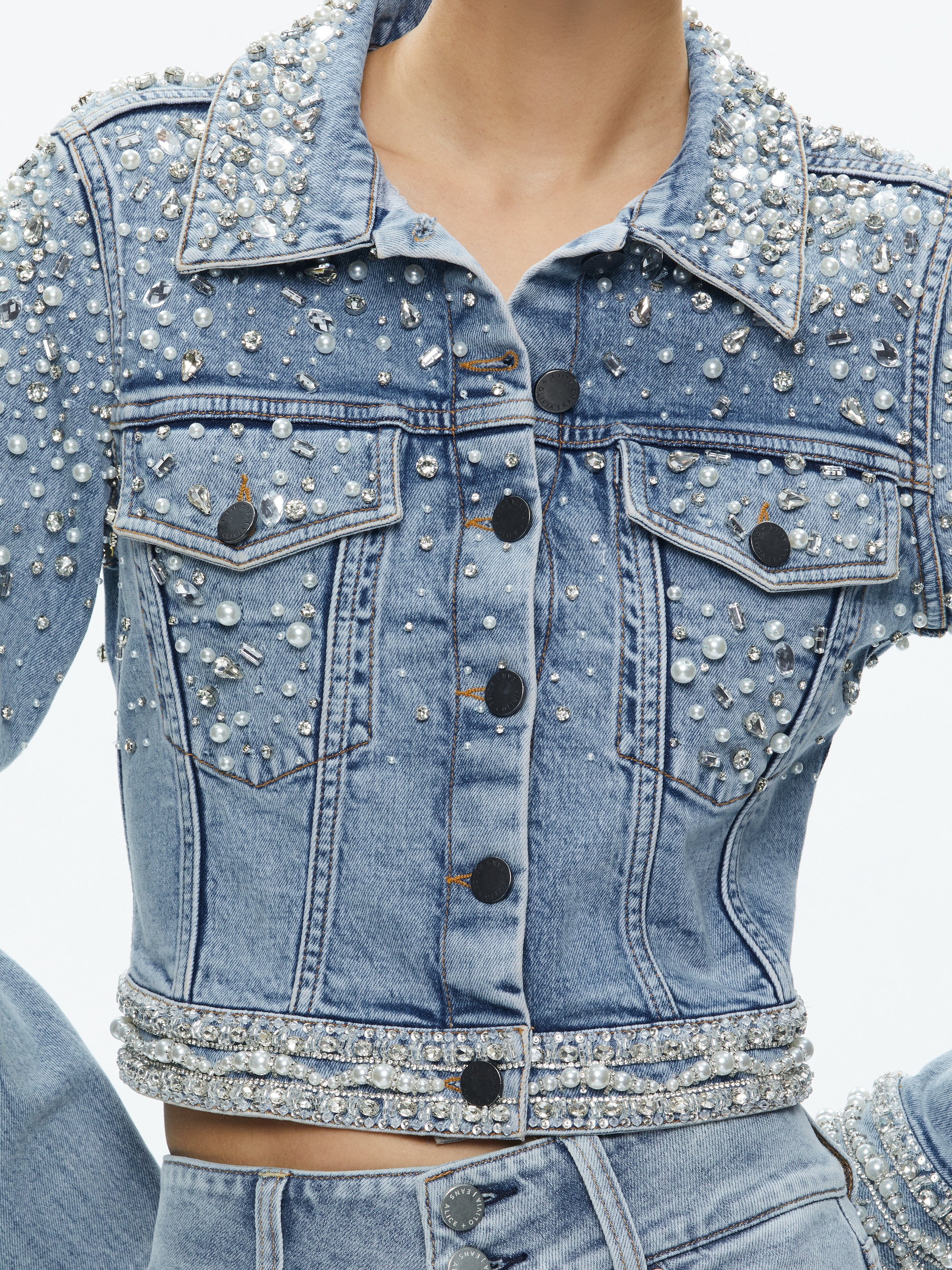 NELSON EMBELLISHED FITTED DENIM JACKET - 5