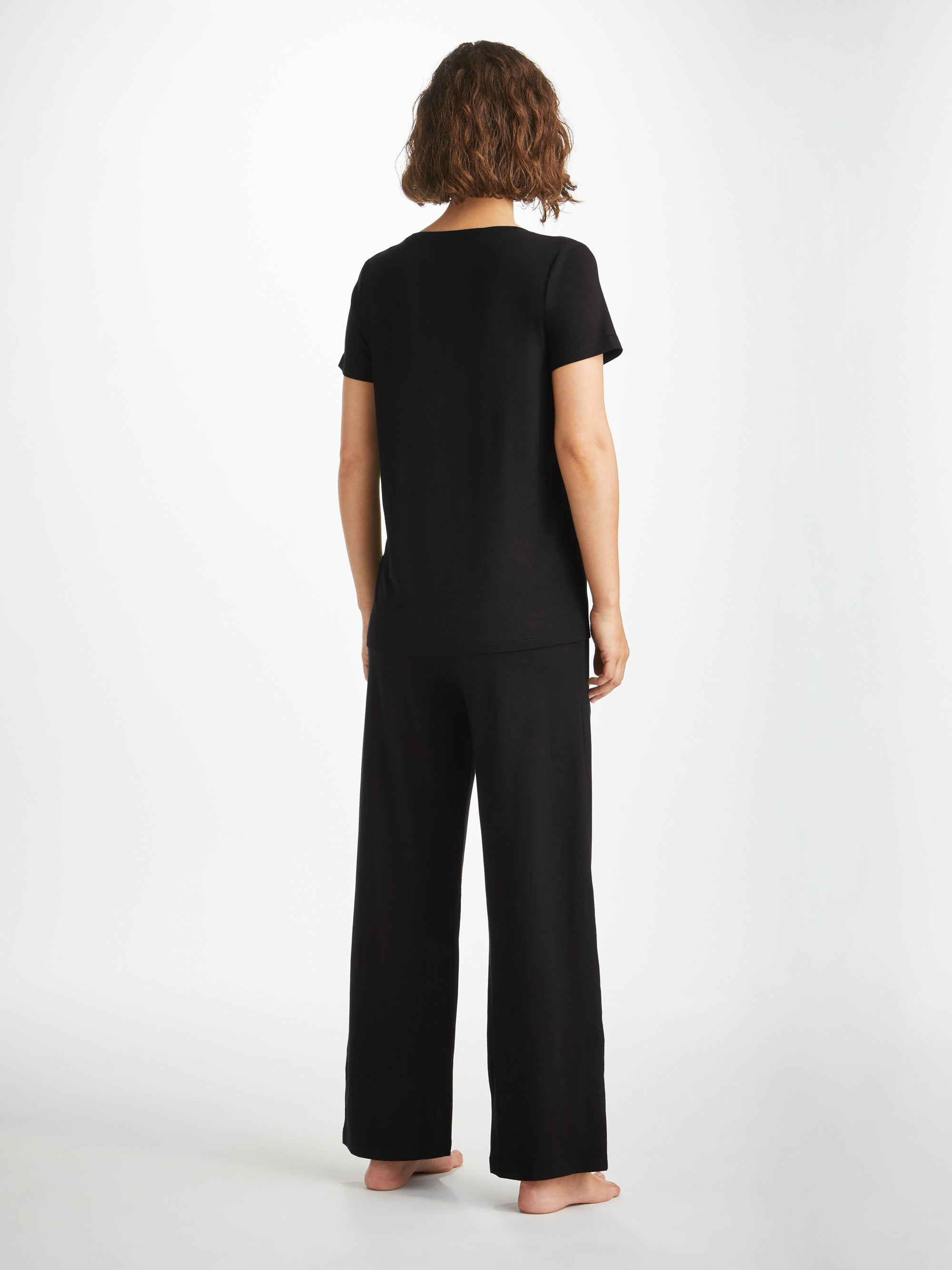 Women's V-Neck T-Shirt Lara Micro Modal Stretch Black - 5