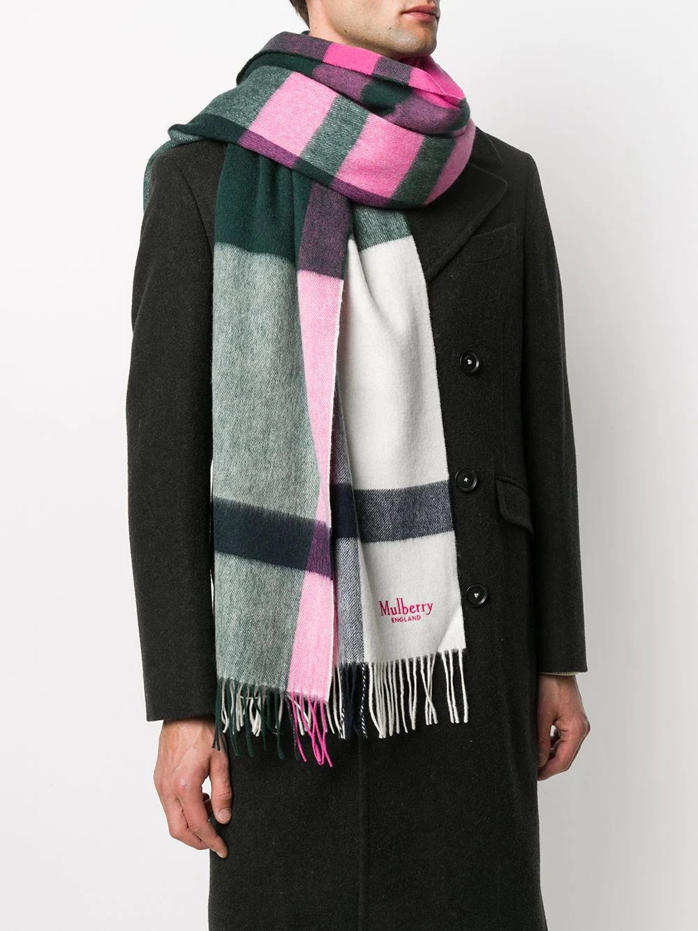 oversized check long scarf - 2