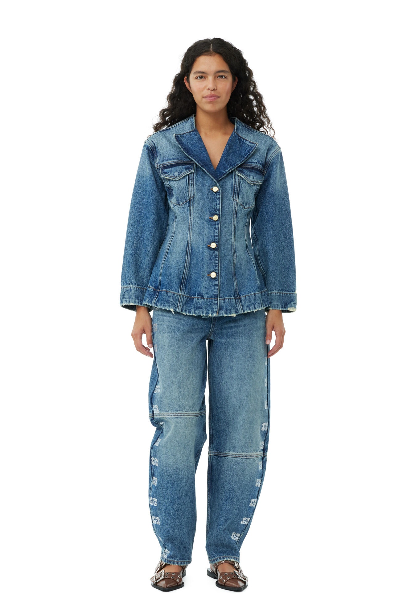 SPARKLE LOGO DENIM FITTED BLAZER - 6