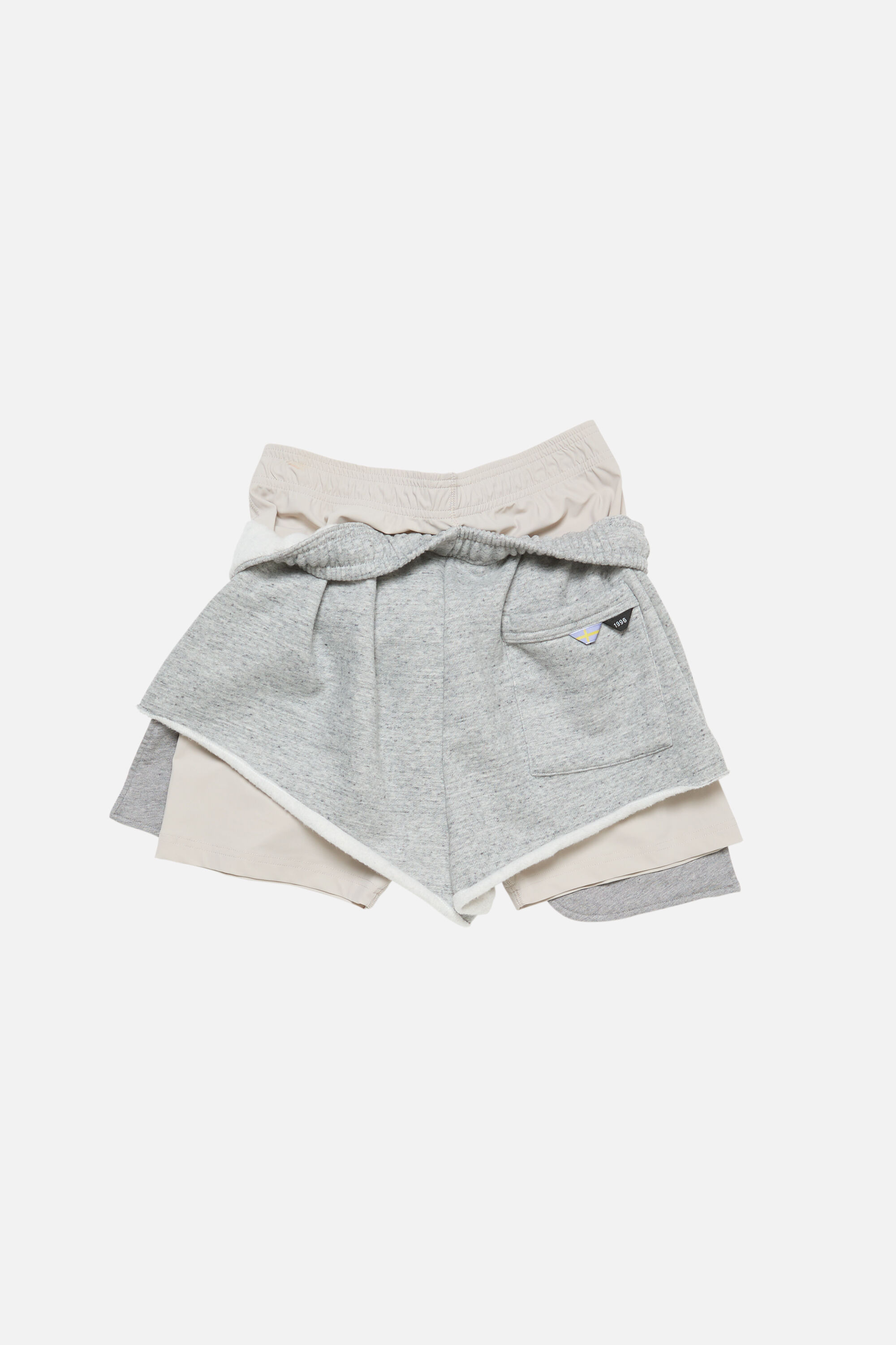 Layered fleece shorts - Marble grey melange - 7