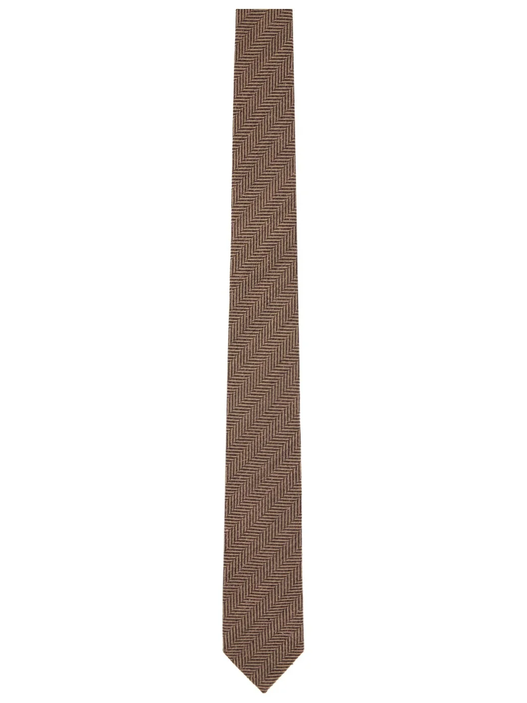 Brown Herringbone Tie - 1