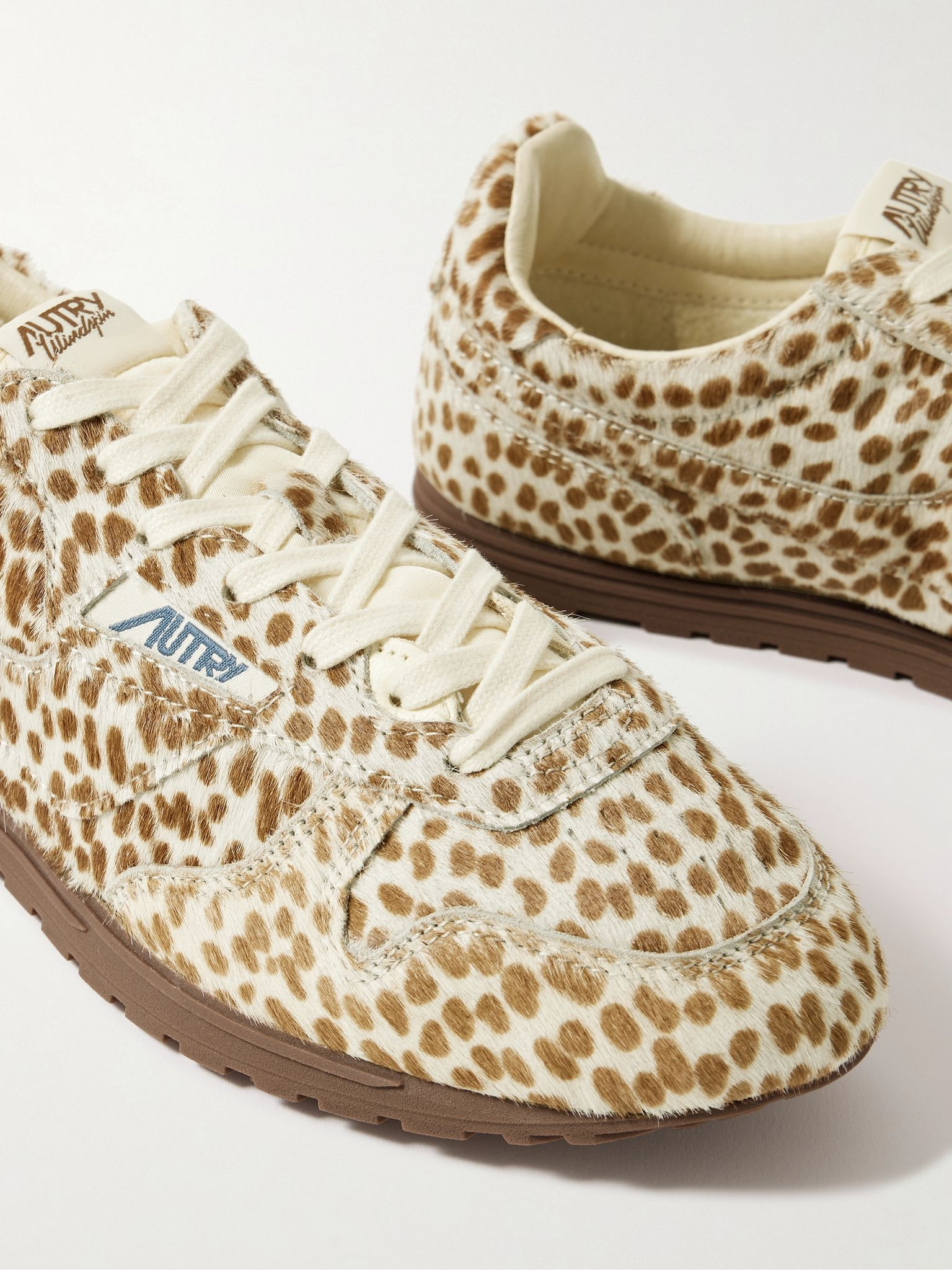 Windspin Cheetah-Print Pony Hair Sneakers Cream - 5
