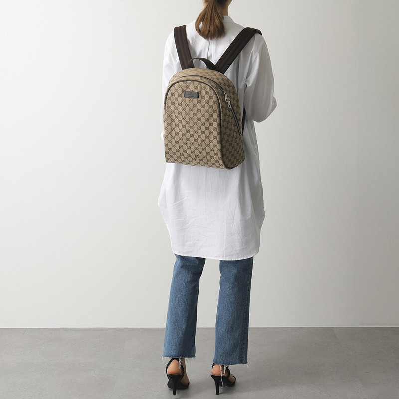 Gucci Logo Leather Logo Canvas schoolbag Backpack Unisex / / Brown Classic 449906-KY9NN-9873 6