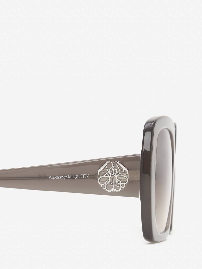 Women's Seal Logo Square Sunglasses in Taupe - 4