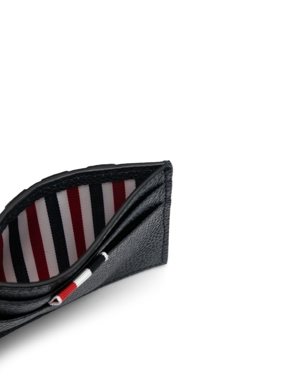 SINGLE CARD HOLDER W/ 4 BAR APPLIQUE STRIPE IN PEBBLE GRAIN LEATHER - 3