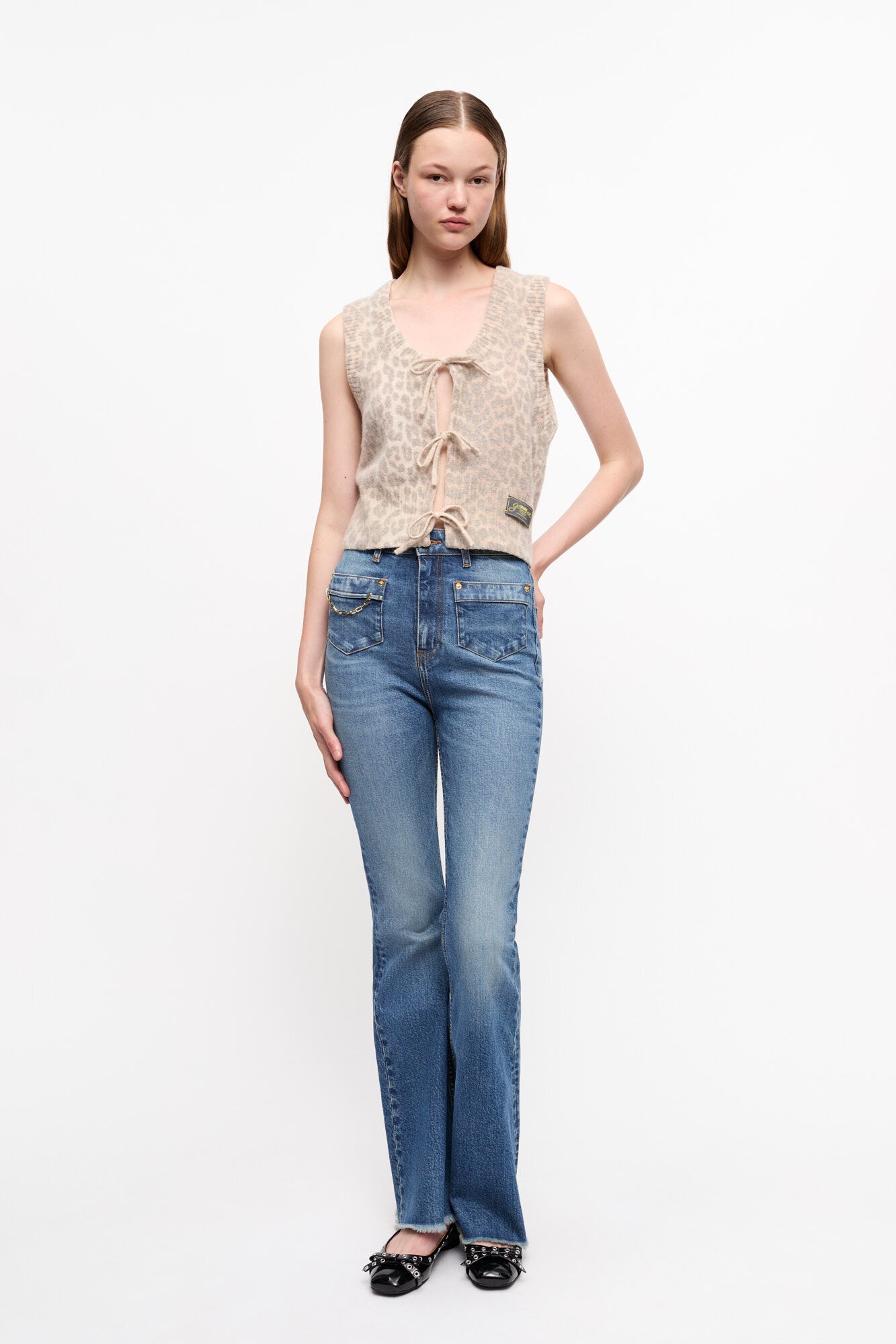 LEOPARD TIE STRING VEST - 4