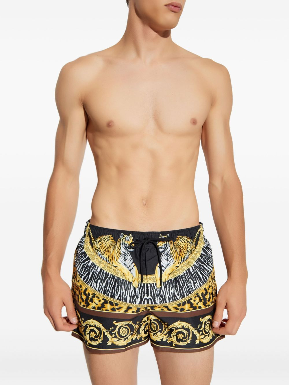 tiger baroque-print swim shorts - 3