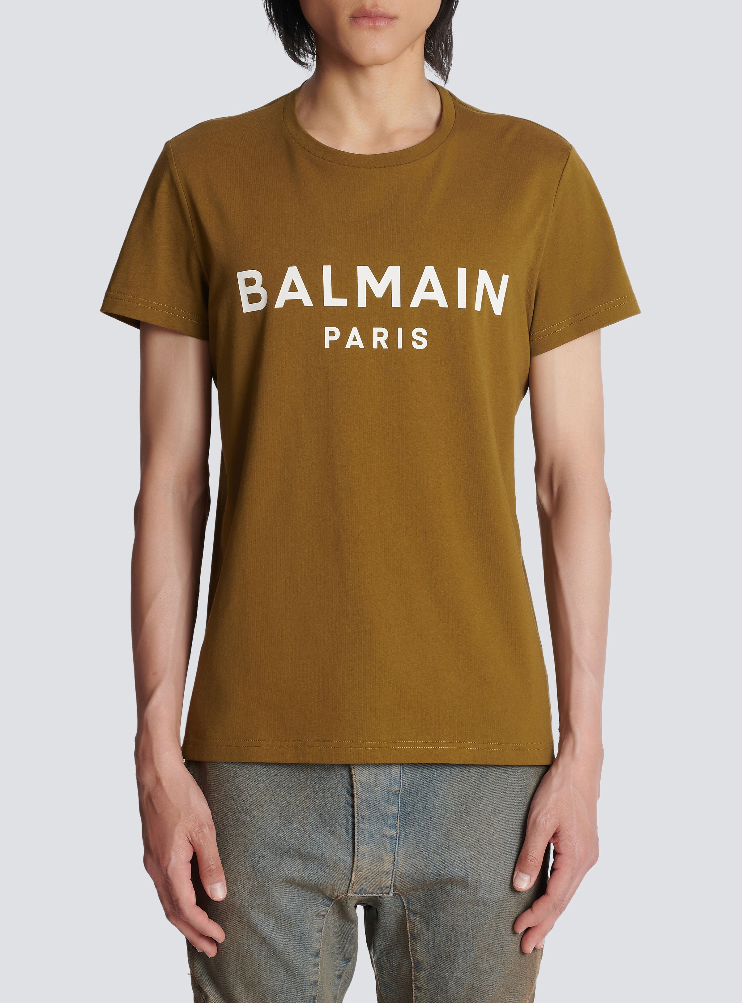 Eco-responsible cotton T-shirt with Balmain logo print - 5