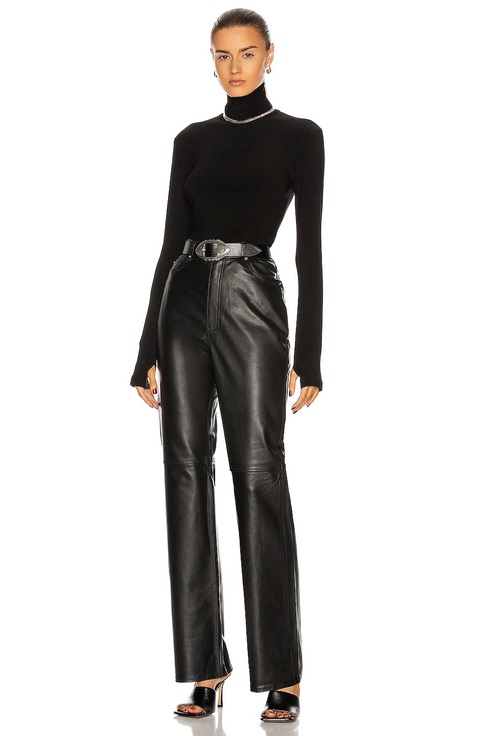 Slim Fit Long Sleeve Turtleneck Top - 4