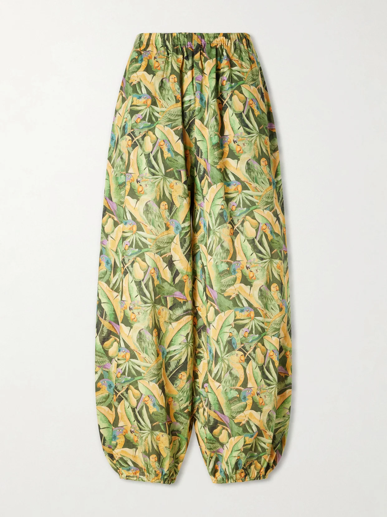 Parrot Printed Wide-leg Cotton Pants - 1
