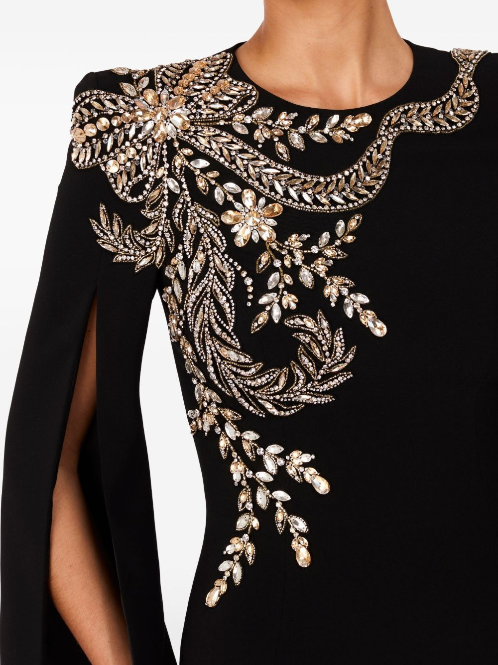 floral-embellished slit-sleeve maxi dress - 5